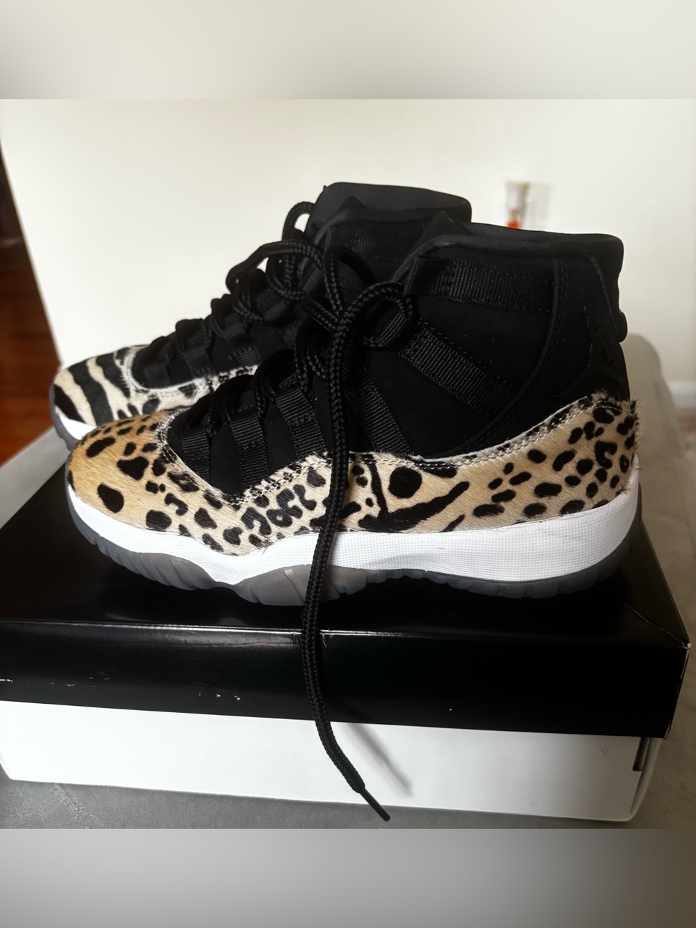 Women’s Air Jordan 11 Retro Leopard Print Sneakers - Black/Tan